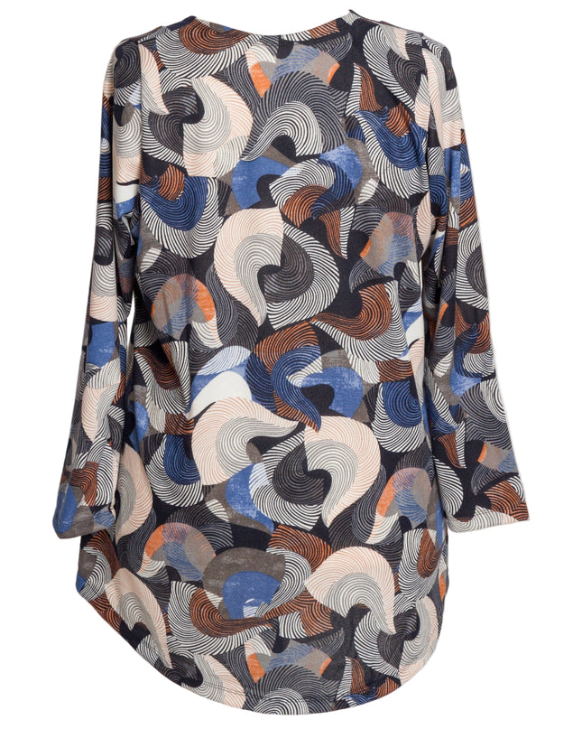 Макси туника с геометричен десен и обло деколте