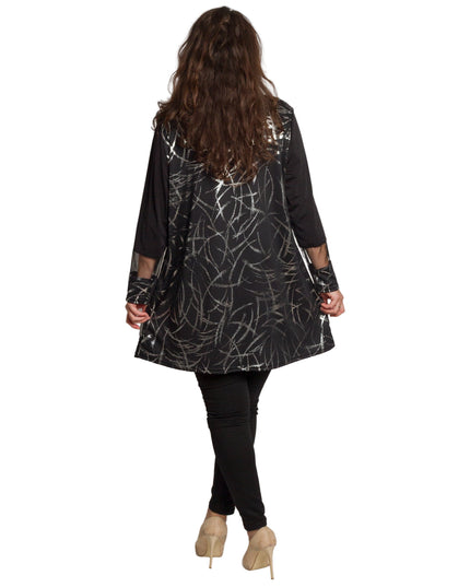 Дамска стилна туника със сребрист акцент в големи размери