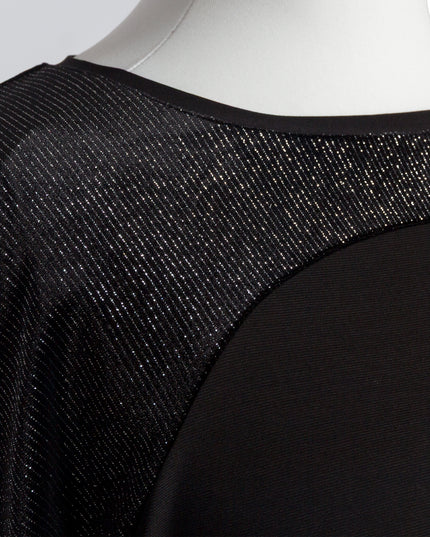 Елегантна разкроена туника с блестящи детайли в черен цвят