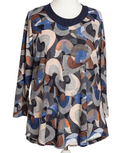 Макси туника с геометричен десен и обло деколте