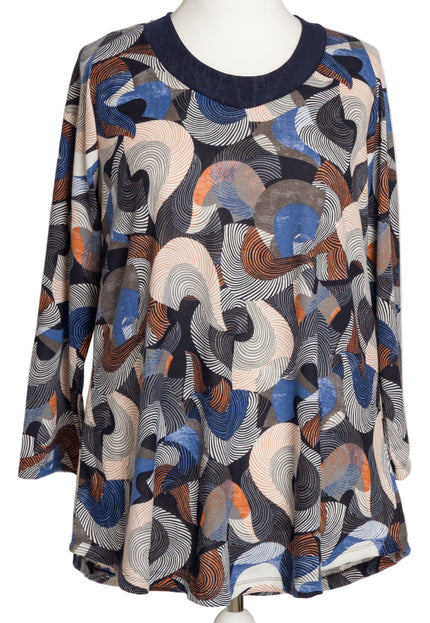 Макси туника с геометричен десен и обло деколте