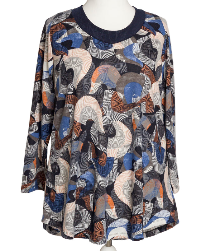 Макси туника с геометричен десен и обло деколте