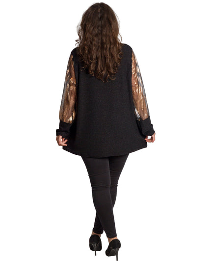 Черна официална туника със златист и блестящ ефект