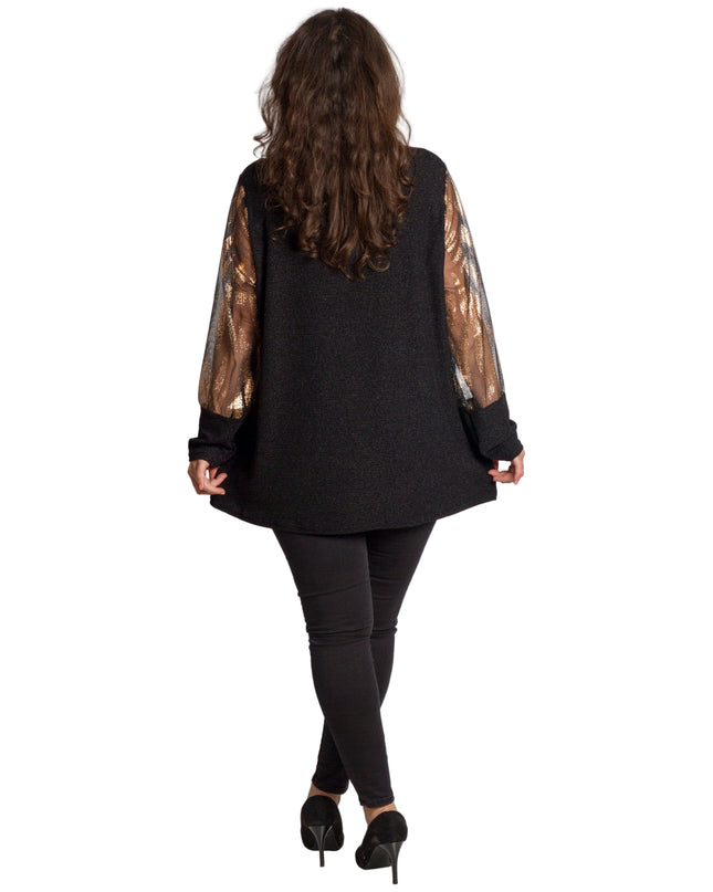 Черна официална туника със златист и блестящ ефект