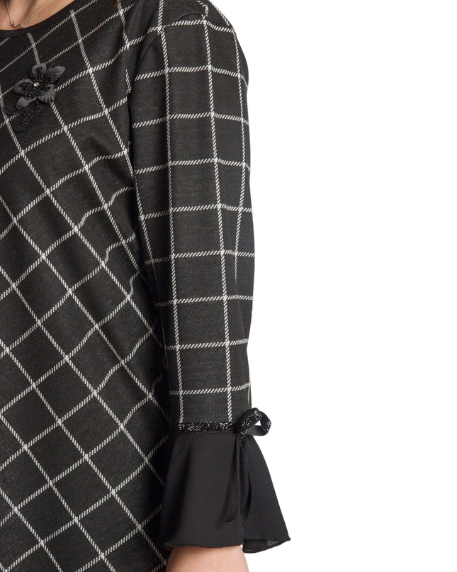 Официална черна туника с права кройка и декоративни ръкави