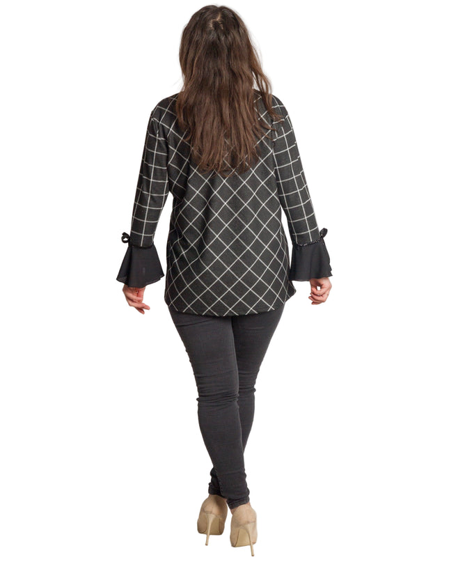 Официална черна туника с права кройка и декоративни ръкави