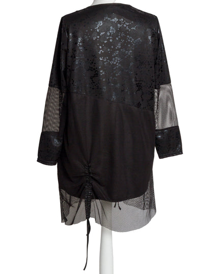 Модерна дълга туника с фина мрежа и релефни черни точки