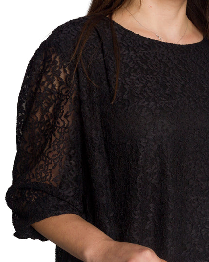 Елегантна черна дантелена туника с разкроена кройка