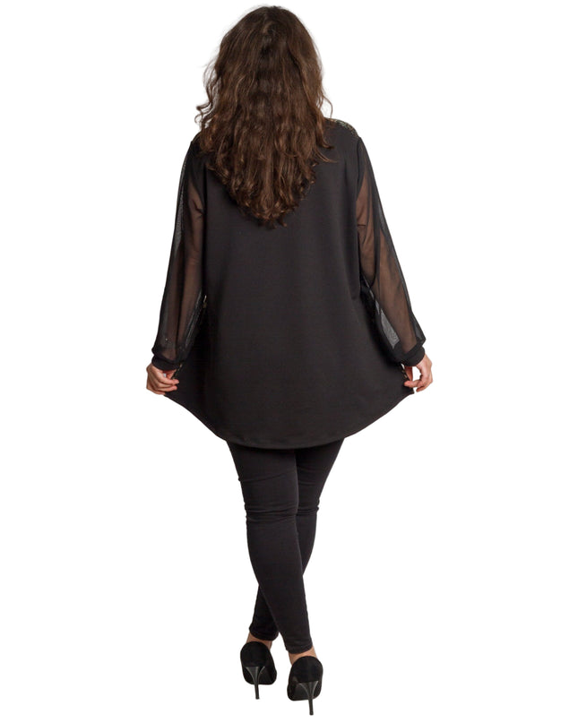 Черна елегантна туника с блестящ животински десен