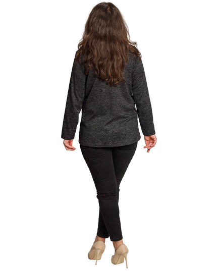 Тъмносивa туника с абстрактен принт и декоративни камъни