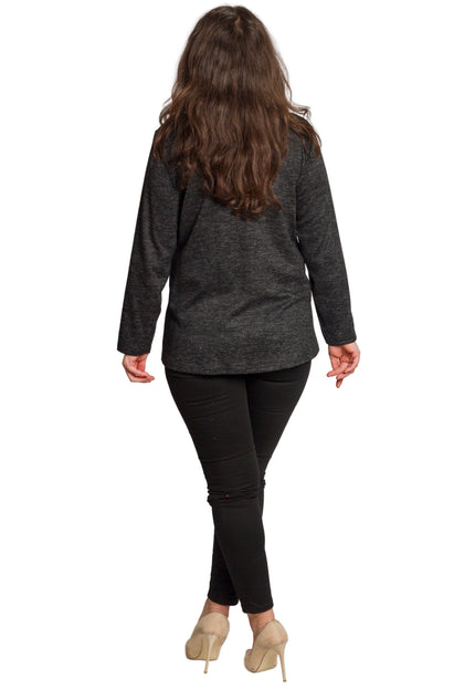 Тъмносивa туника с абстрактен принт и декоративни камъни