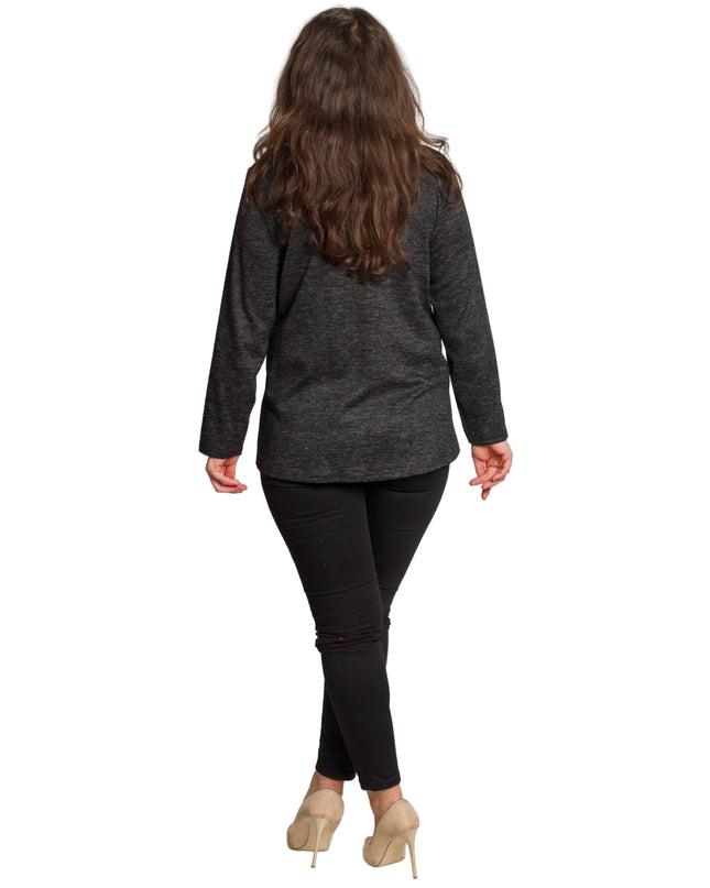 Тъмносивa туника с абстрактен принт и декоративни камъни