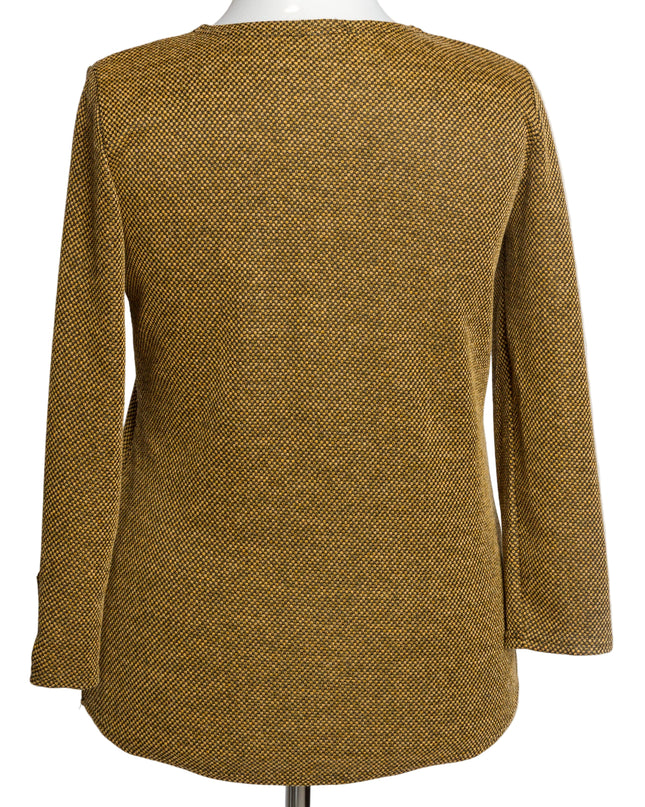 Дамска туника в жълт цвят с права кройка и джобче