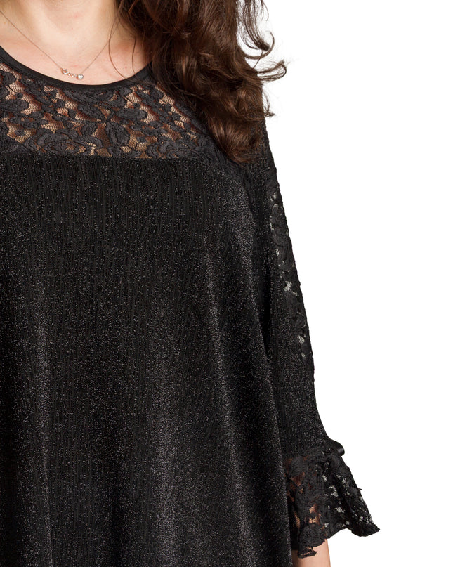Елегантна черна туника с дантела и свободна кройка