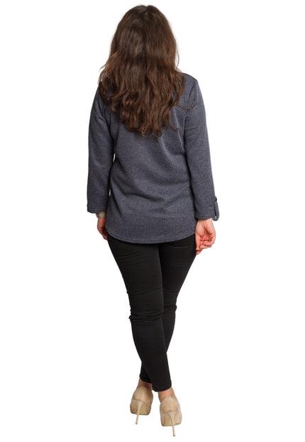 Дамска туника с права кройка и джобче в големи размери