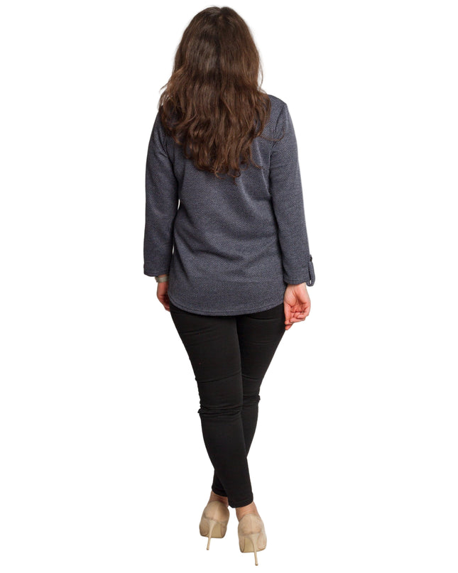 Дамска туника с права кройка и джобче в големи размери