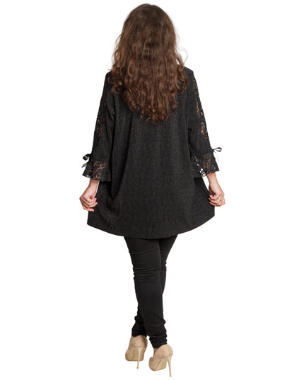 Елегантна черна туника с дантела и свободна кройка