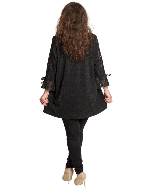 Елегантна черна туника с дантела и свободна кройка
