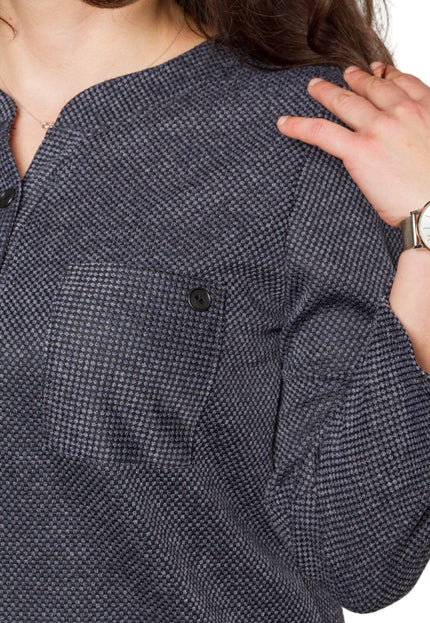 Дамска туника с права кройка и джобче в големи размери