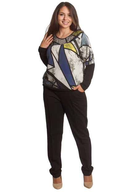 Многоцветна макси туника с геометричен принт и права кройка