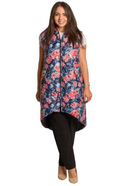 Многоцветен елек с флорален принт в макси размери