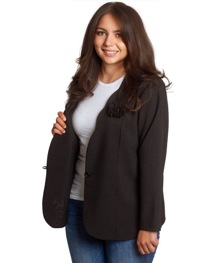 Черно официално сако с дълъг ръкав в големи размери