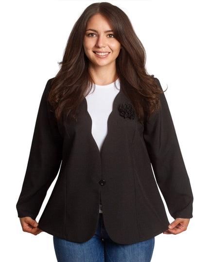 Черно официално сако с дълъг ръкав в големи размери