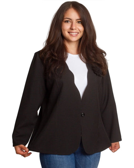 Черно официално сако с дълъг ръкав в големи размери