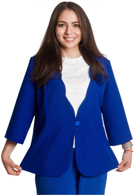 Официално свободно сако в кралскосин цвят и макси размери