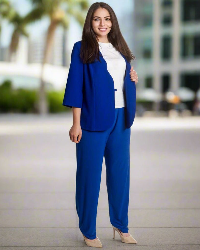 Официално свободно сако в кралскосин цвят и макси размери