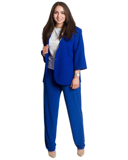 Официално свободно сако в кралскосин цвят и макси размери