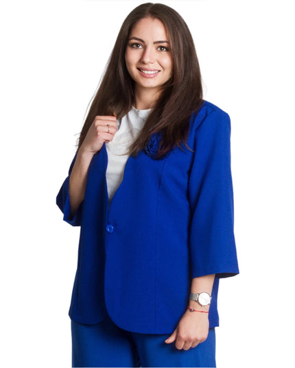 Официално свободно сако в кралскосин цвят и макси размери