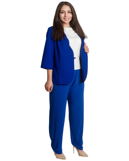 Официално свободно сако в кралскосин цвят и макси размери