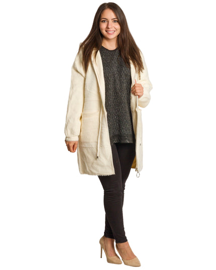 Дълго яке в големи размери с качулка и цип