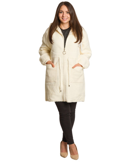 Дълго яке в големи размери с качулка и цип