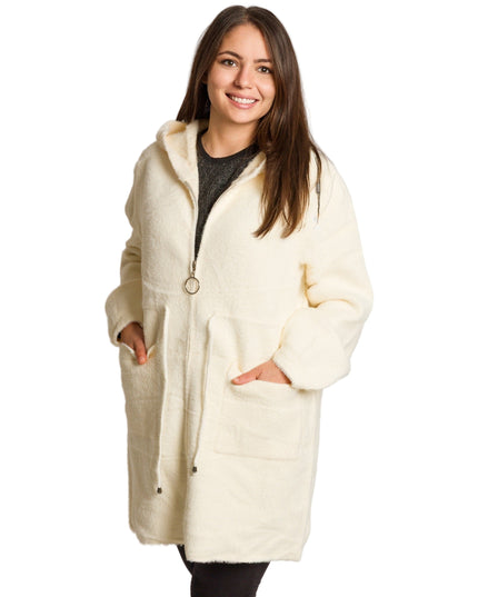 Дълго яке в големи размери с качулка и цип