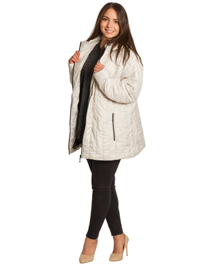 Яке в цвят екрю със сваляща се качулка и права кройка