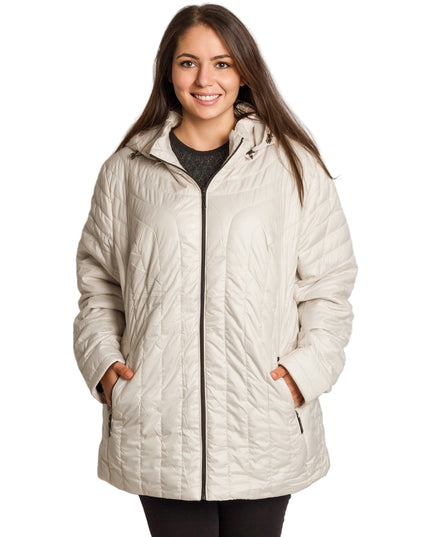 Яке в цвят екрю със сваляща се качулка и права кройка