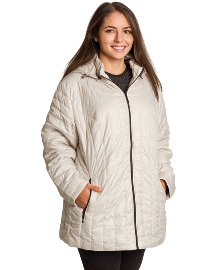 Яке в цвят екрю със сваляща се качулка и права кройка