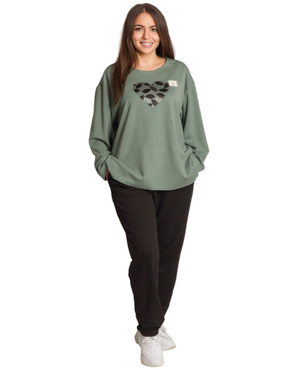 Дамски екип в големи размери с блуза на сърце и панталон