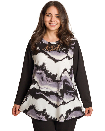 Елегантна разкроена туника с акцент от дантела