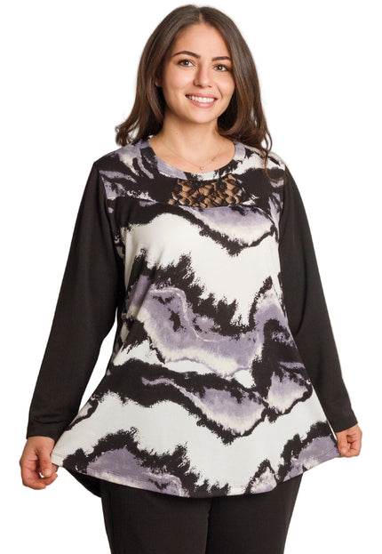 Елегантна разкроена туника с акцент от дантела