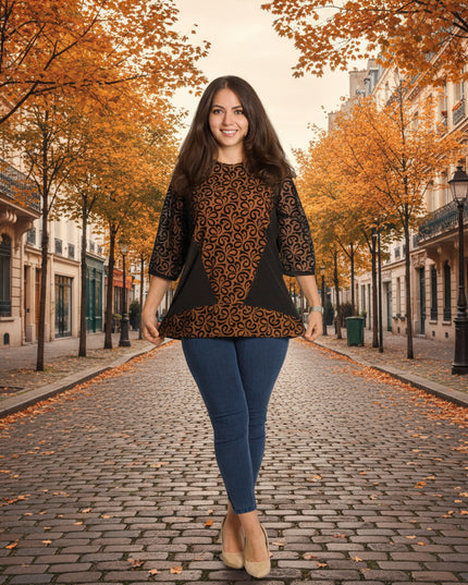 Официална макси туника с красив тюл и 3/4 ръкави