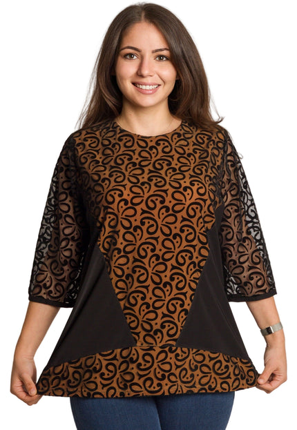 Официална макси туника с красив тюл и 3/4 ръкави