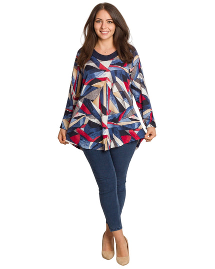 Многоцветна туника с права кройка в големи размери