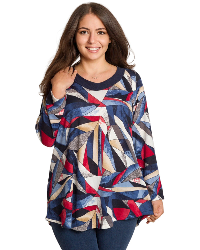 Многоцветна туника с права кройка в големи размери