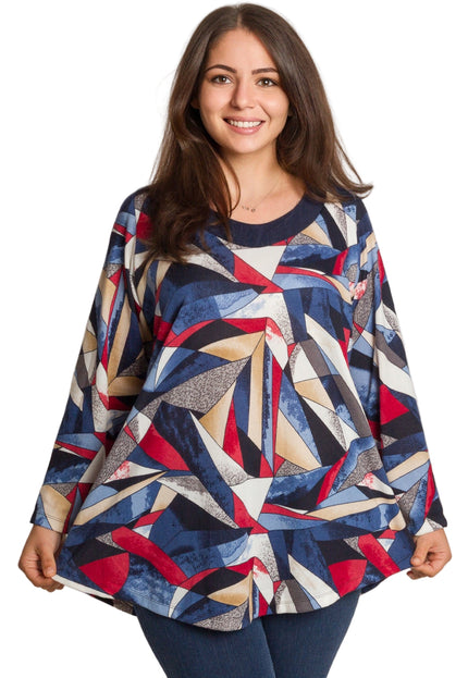 Многоцветна туника с права кройка в големи размери