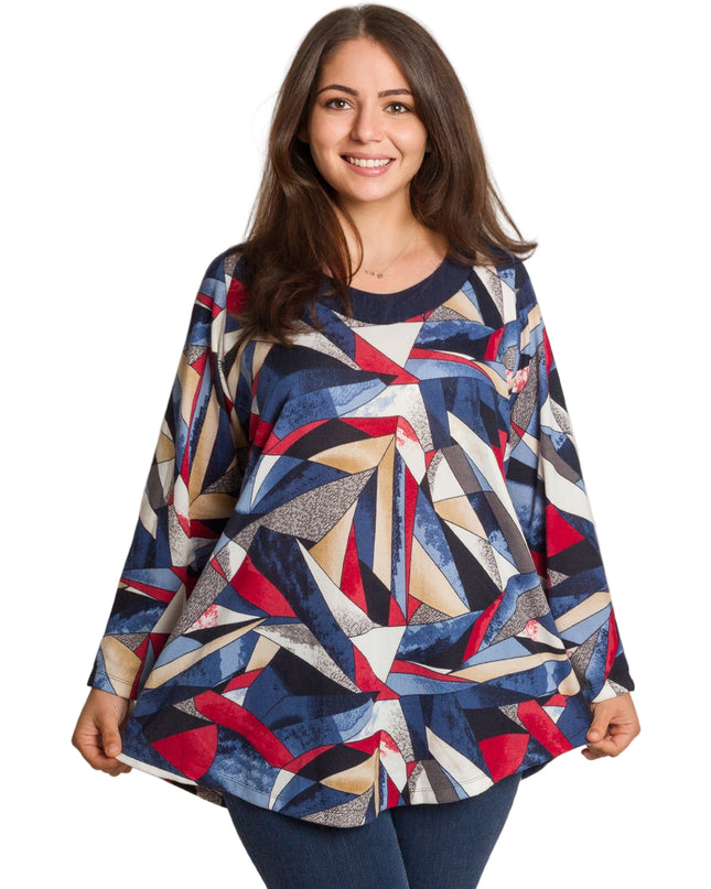 Многоцветна туника с права кройка в големи размери