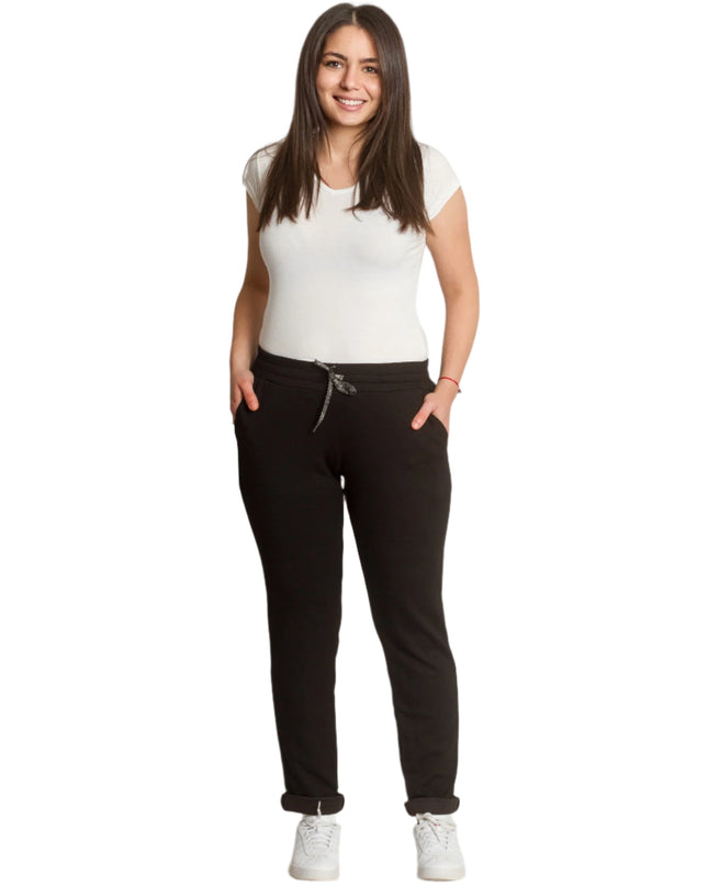 Спортно-елегантно дамско долнище с ластик и връзки