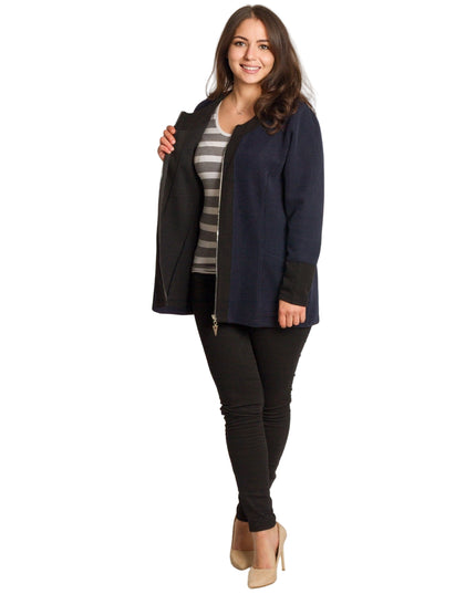 Дамски жакет в големи размери в тъмносин цвят